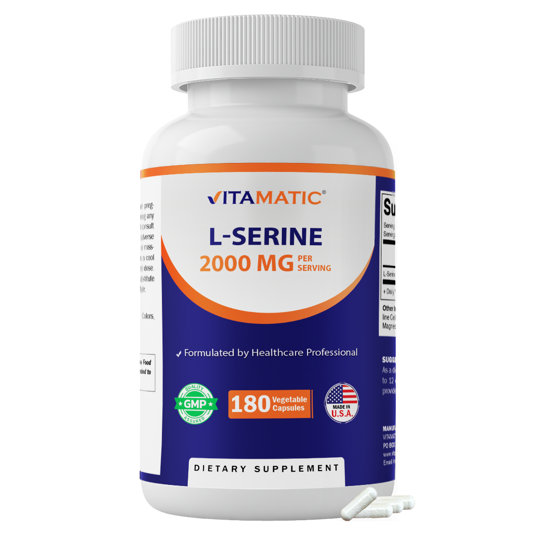 L-Serine 2000 mg per Serving, 180 Vegetarian Capsules - Made in USA