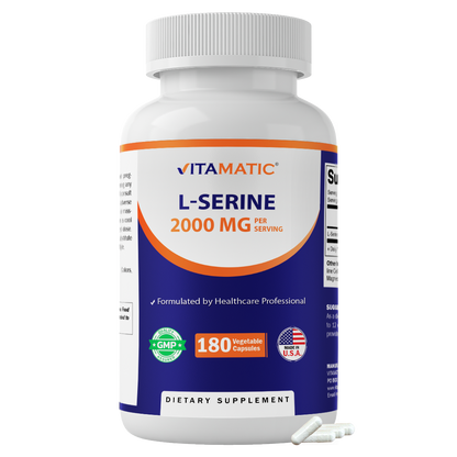 L-Serine 2000 mg per Serving, 180 Vegetarian Capsules - Made in USA