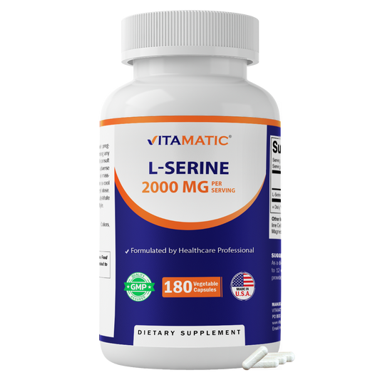 L-Serine 2000 mg per Serving, 180 Vegetarian Capsules - Made in USA