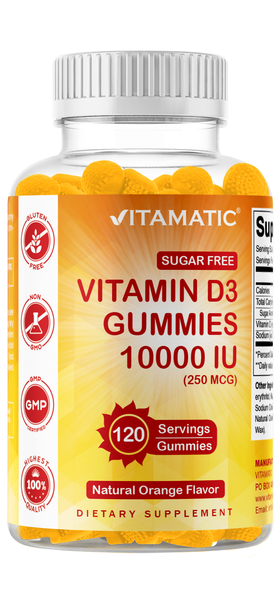 Sugar Free Vitamin D3 10000 IU 120 Gummies