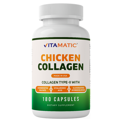 Chicken Collagen 3000 mg (Per Serving) with Glucosamine, Chondroitin & Hyaluronic Acid | 180 Capsules