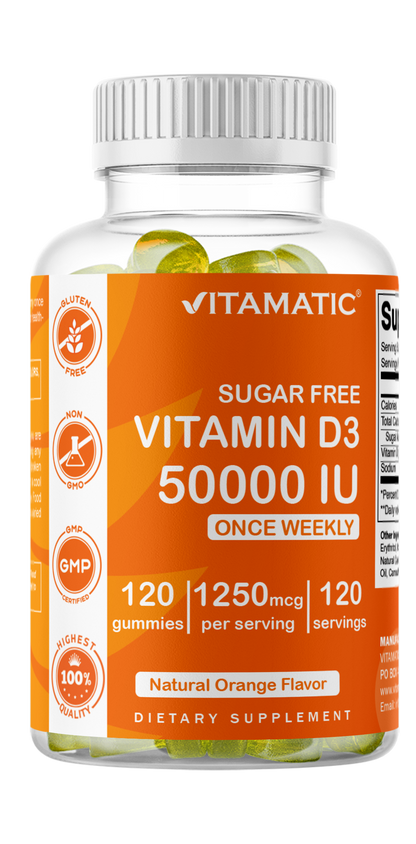 Sugar Free Vitamin D3 50000 IU Pectin Based - 120 Gummies