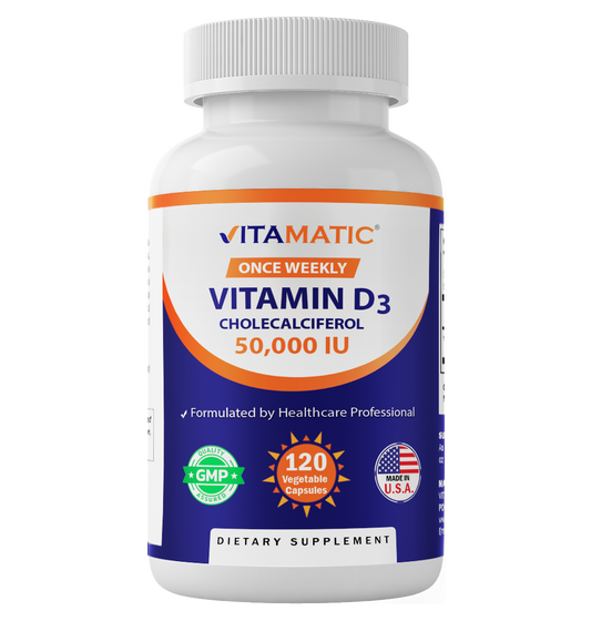 Vitamatic Vitamin D3 50,000 IU (as Cholecalciferol), 1250 mcg, 120 Veggie Capsules
