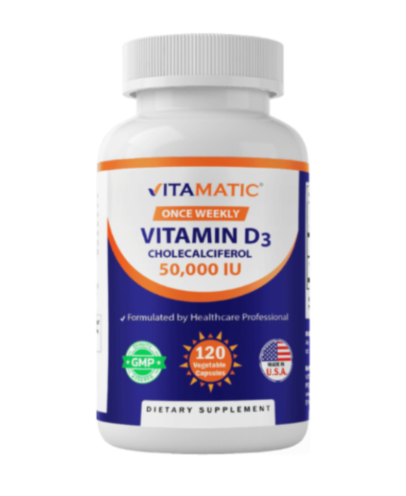 Vitamatic Vitamin D3 50,000 IU (as Cholecalciferol), 1250 mcg, 120 Veggie Capsules