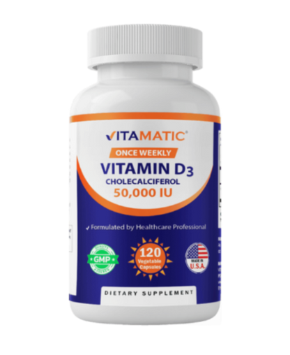 Vitamatic Vitamin D3 50,000 IU (as Cholecalciferol), 1250 mcg, 120 Veggie Capsules