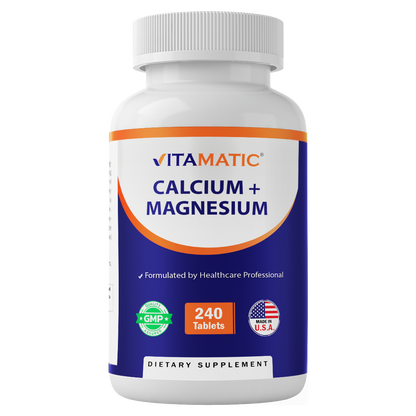 Vitamatic Calcium Magnesium Complex - 1000mg Calcium, 500mg Magnesium – 240 Tablets