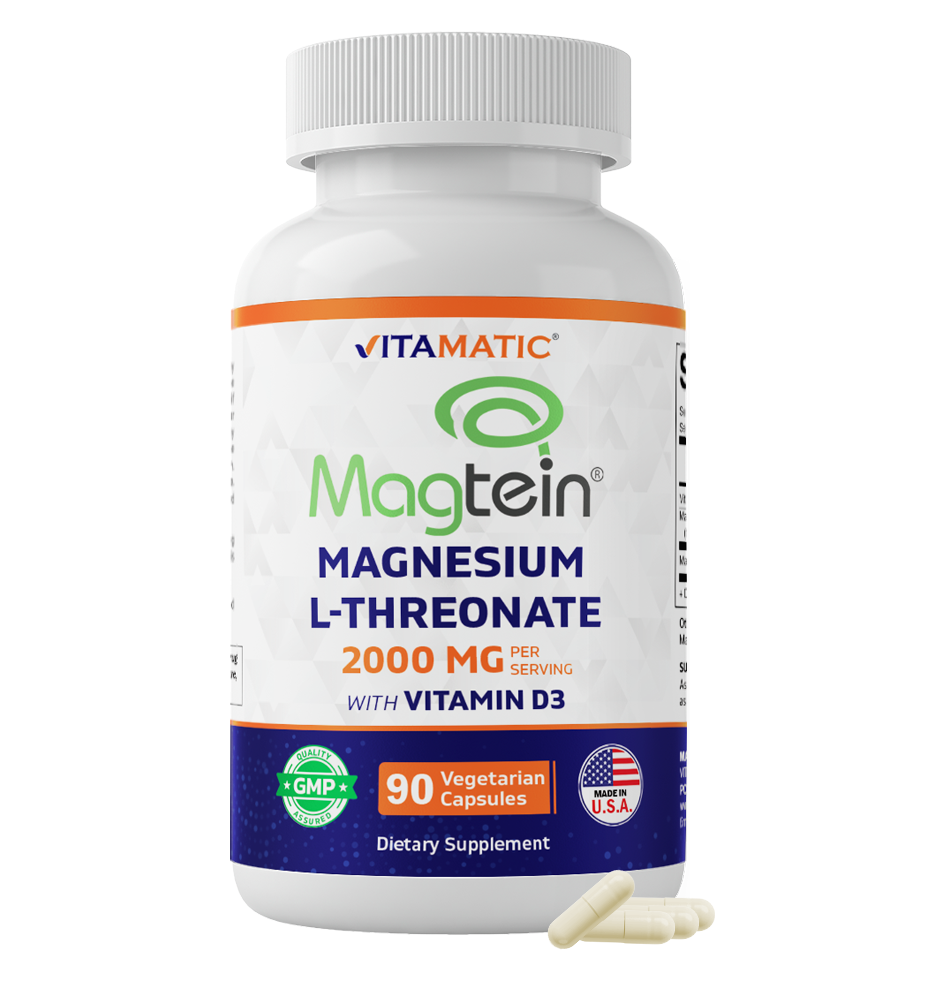 Magtein Magnesium L-Threonate 2000 mg with D3 – 90 Vegetarian Capsules