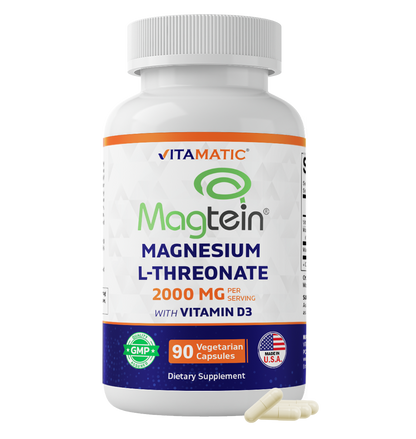 Magtein Magnesium L-Threonate 2000 mg with D3 – 90 Vegetarian Capsules