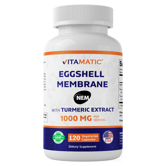 Eggshell Membrane (NEM) with Turmeric Extract | 1000 mg Per Serving | 120 Vegetarian Capsules | Non-GMO | Made in USA