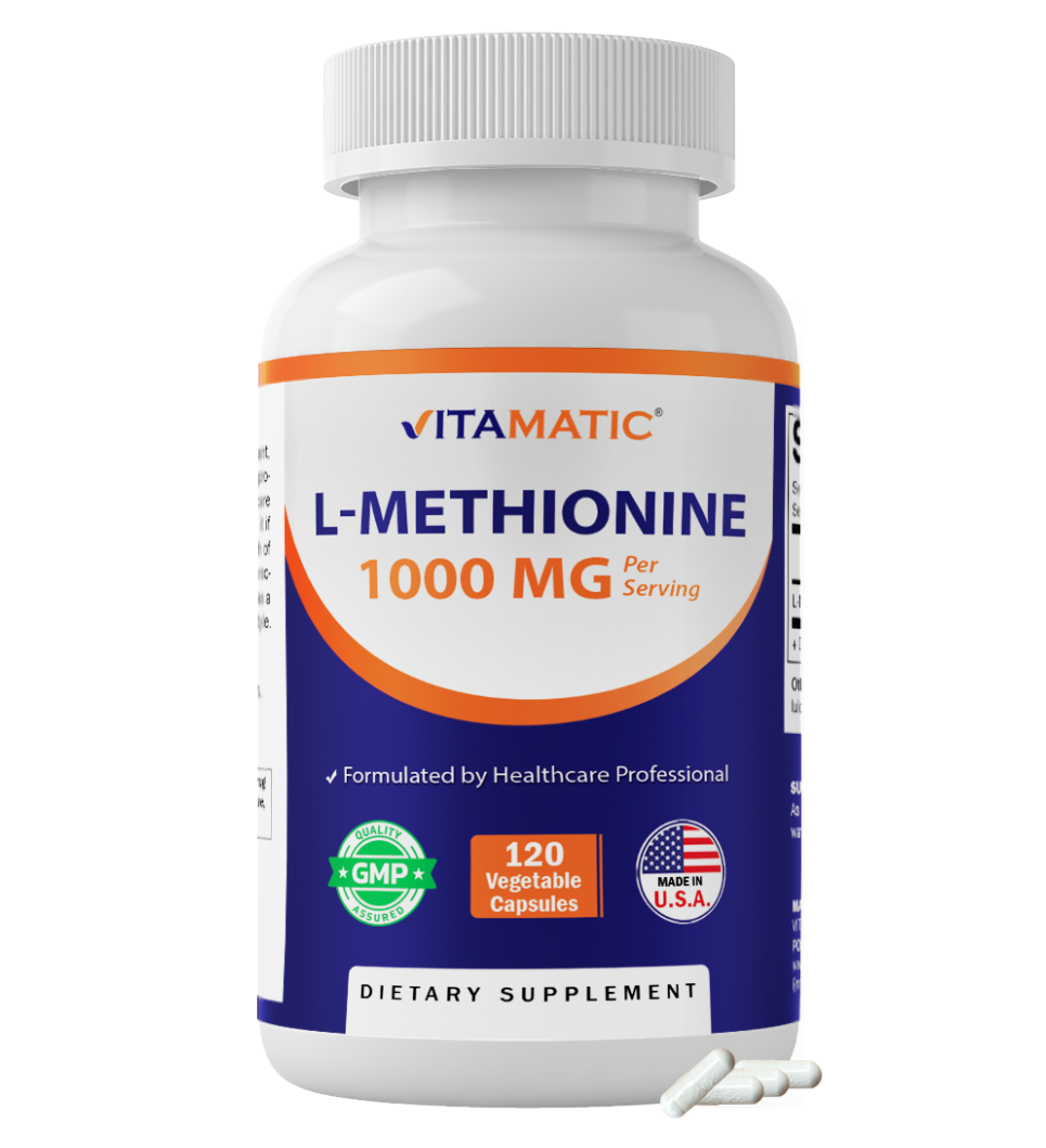 Vitamatic L-Methionine 1000 mg per Serving, 120 Vegetarian Capsules