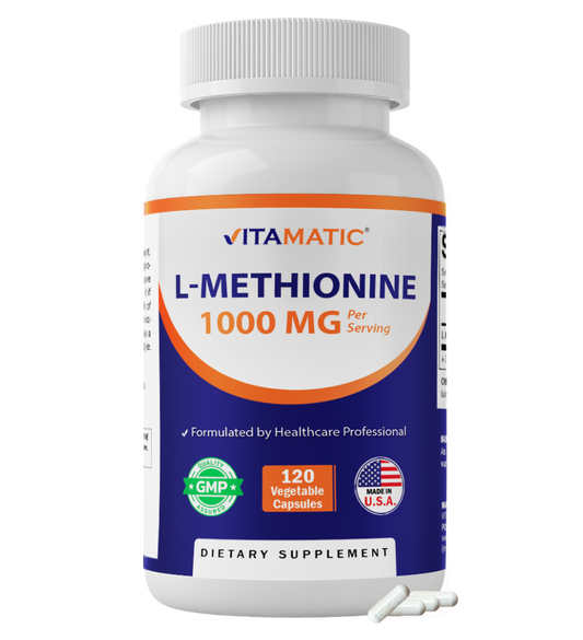 Vitamatic L-Methionine 1000 mg per Serving, 120 Vegetarian Capsules