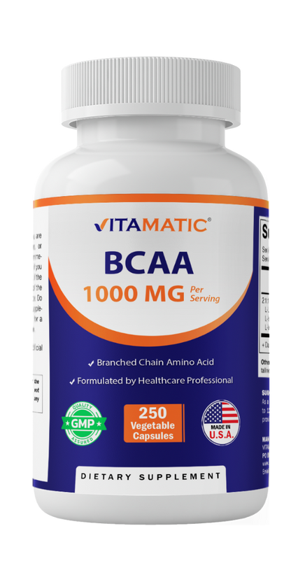 BCAA 1000 mg Per Serving (2:1:1) | 250 Veg Capsules