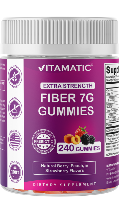 Prebiotic Fiber Gummies for Adults-  240 Pectin Based Gummies, Digestive Health & Regularity Support