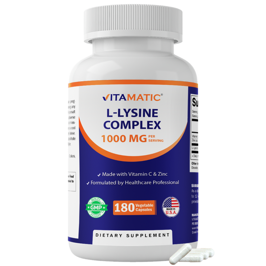 L-Lysine Complex 1000 mg with Vitamin C  & Zinc – 180 Vegetable Capsules
