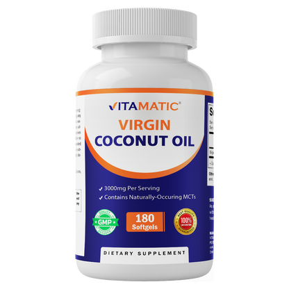 Virgin Coconut Oil 3000 mg Per Serving | 180 Softgels