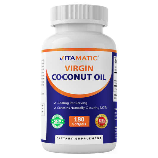 Virgin Coconut Oil 3000 mg Per Serving | 180 Softgels
