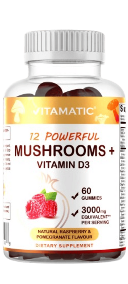Mushroom Complex with D3 Gummies 3000 mg - 60 Pectin Based Gummies