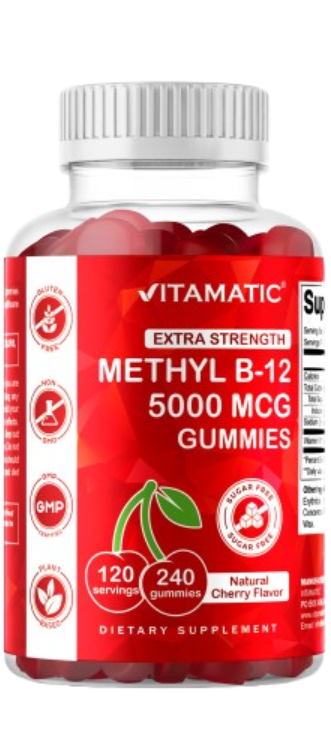 Extra Strength Vitamin B12 5000 mcg (Methyl B12) Gummies - 240 Count