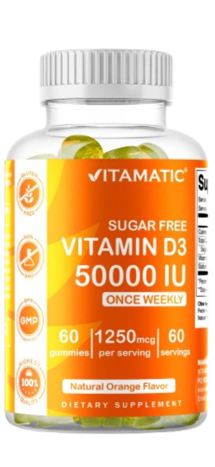 Sugar Free Vitamin D3 50000 IU Pectin Based - 60 Gummies