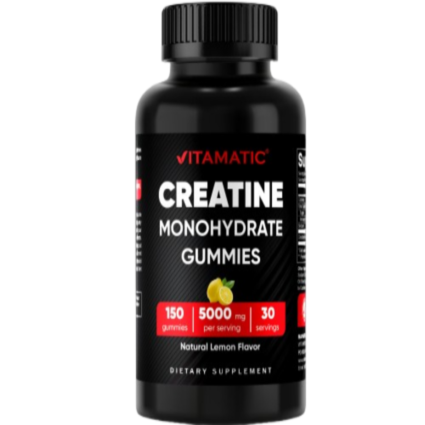 Vitamatic Creatine Gummies 5000mg per Serving Natural Lemon Flavor – 150 Gummies