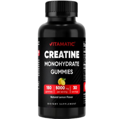 Vitamatic Creatine Gummies 5000mg per Serving Natural Lemon Flavor – 150 Gummies