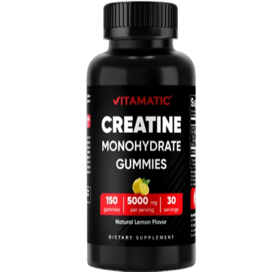 Vitamatic Creatine Gummies 5000mg per Serving Natural Lemon Flavor – 150 Gummies