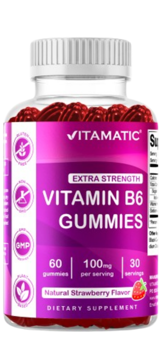 Vitamin B6 100mg - Strawberry Flavor - 60 Gummies