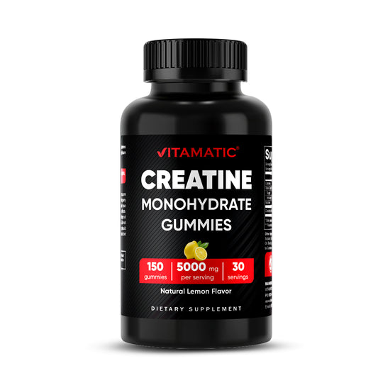 Vitamatic Creatine Gummies 5000mg per Serving Natural Lemon Flavor – 150 Gummies