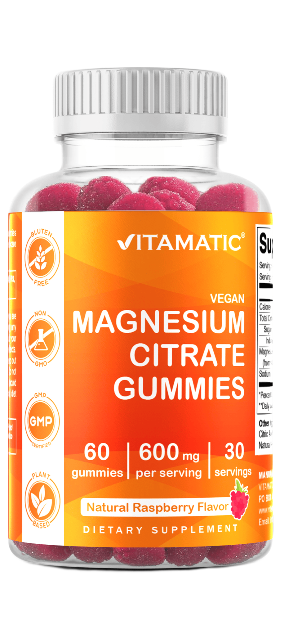 Magnesium Citrate 600mg 60 Vegan Gummies