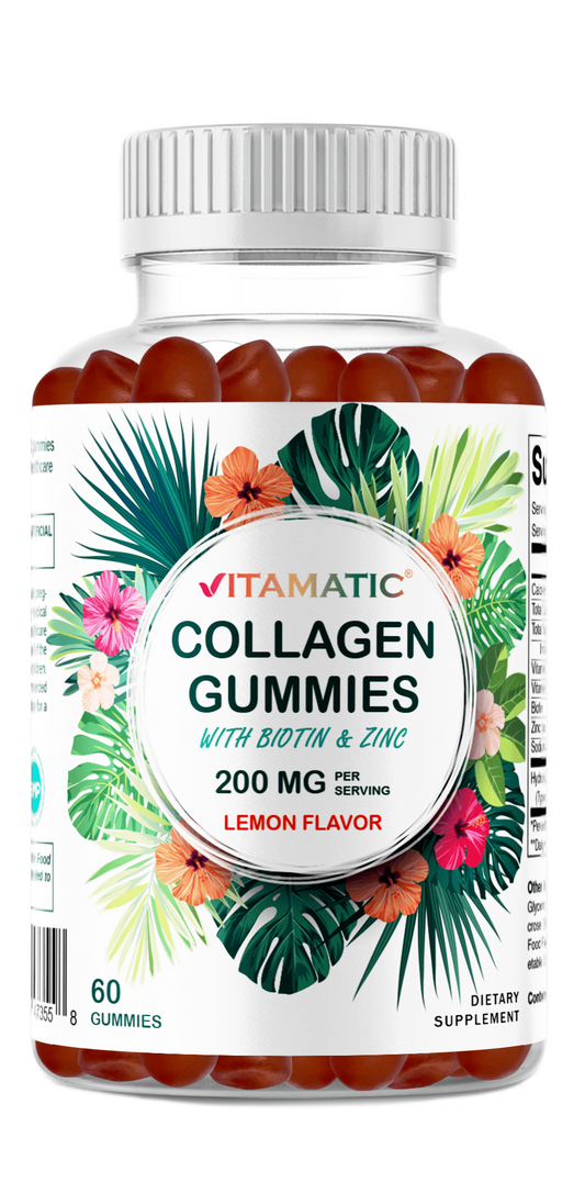 Hydrolyzed Collagen Gummies with Vitamin C, Zinc and Biotin, 200mg - 60 Gummies