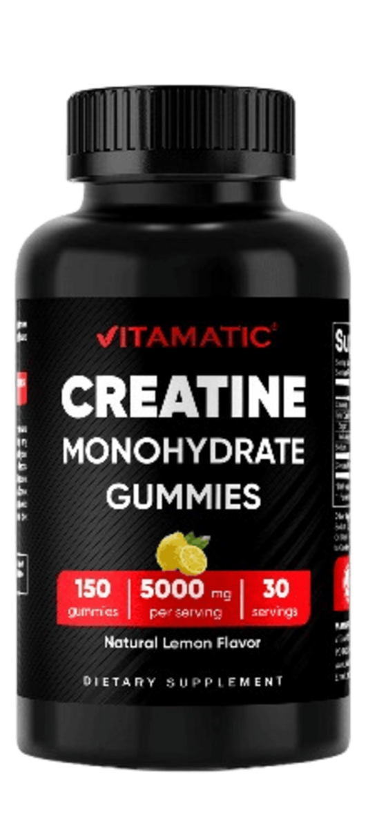 Vitamatic Creatine Gummies 5000mg per Serving Natural Lemon Flavor – 150 Gummies