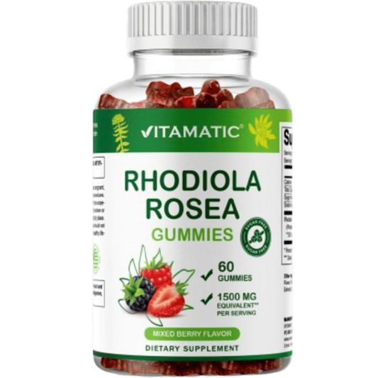 Sugar Free Rhodiola Rosea Gummies 1500 mg Equivalent Per Serving – 60 Gummies – Mixed Berry Flavor