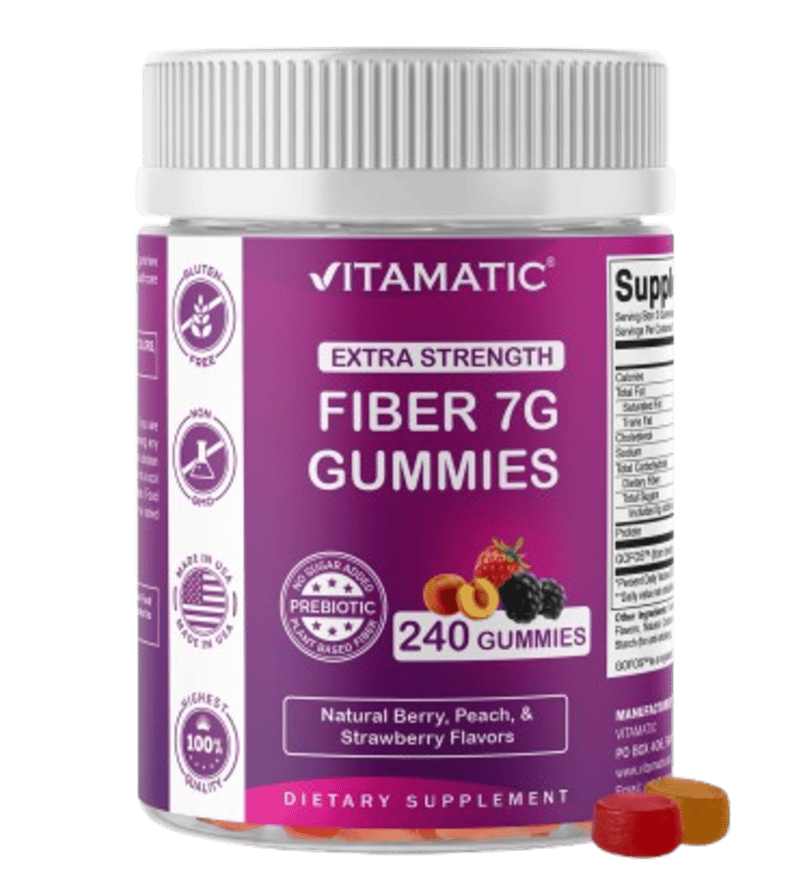 Prebiotic Fiber Gummies for Adults-  240 Pectin Based Gummies, Digestive Health & Regularity Support