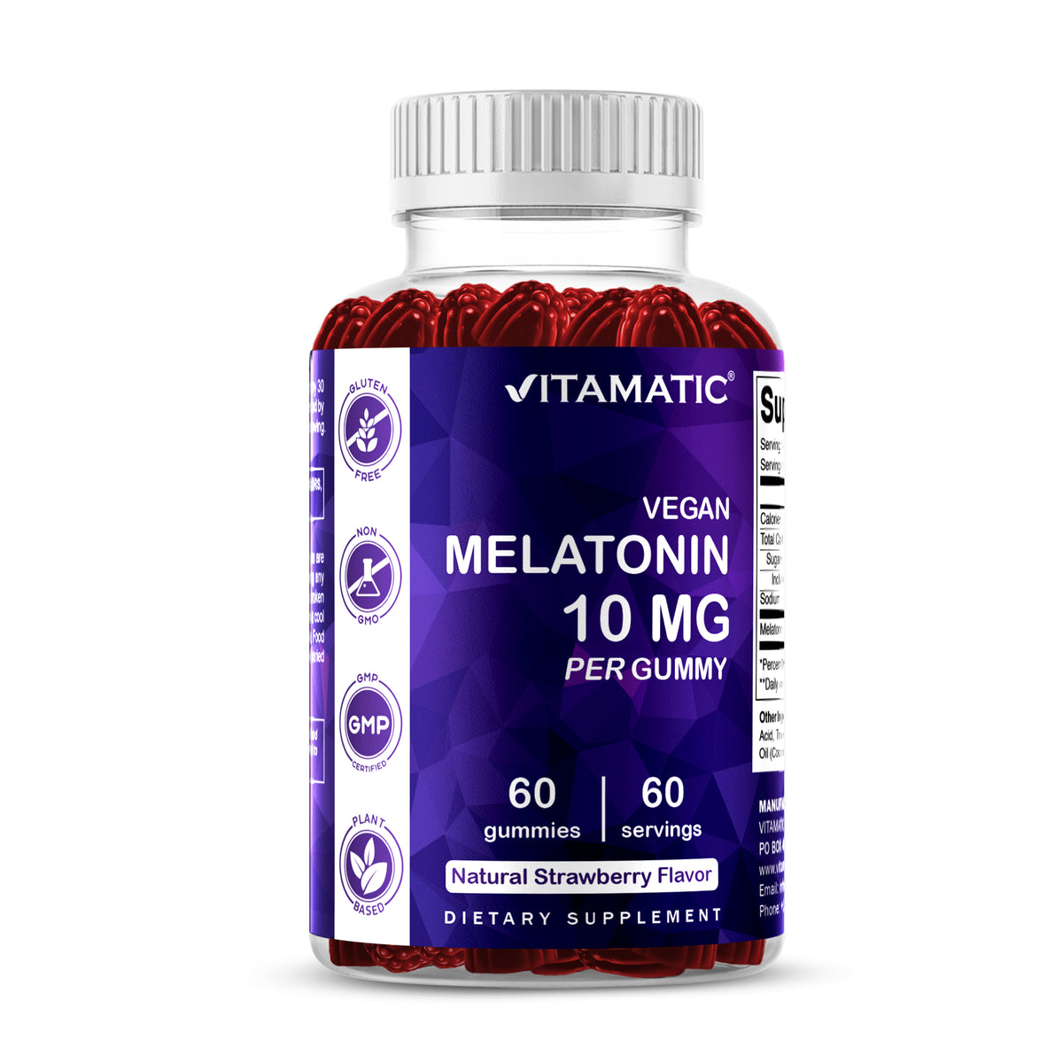 Vitamatic Melatonin 10mg Vegan Gummies, 60 Gummies