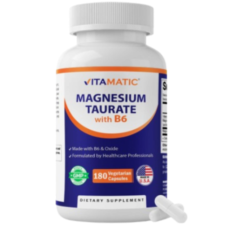 Vitamatic Magnesium Taurate with B6, 180 Veg Capsules