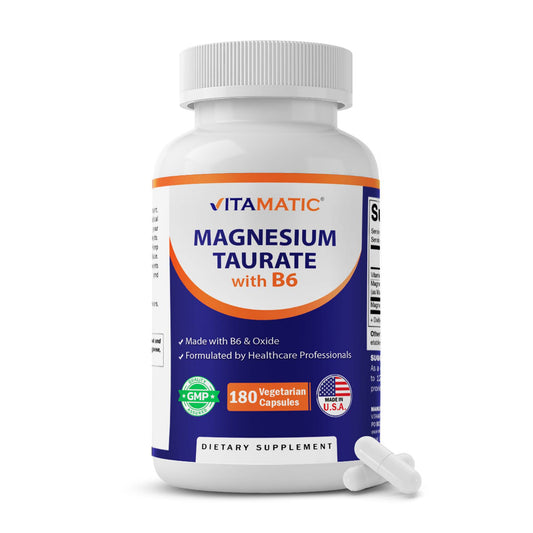 Vitamatic Magnesium Taurate with B6, 180 Veg Capsules