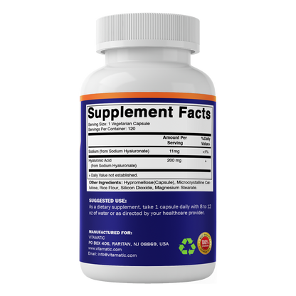 Hyaluronic Acid 200mg, 120 Capsules