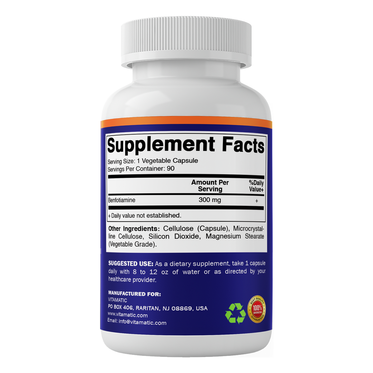 Benfotiamine 300mg Supplement, 90 Veg Capsules