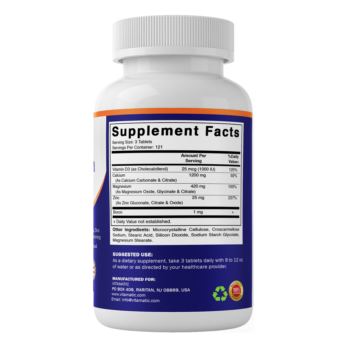 Calcium Magnesium Zinc + D3 & Boron, 365 Tablets