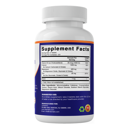 Calcium Magnesium Zinc + D3 & Boron, 365 Tablets