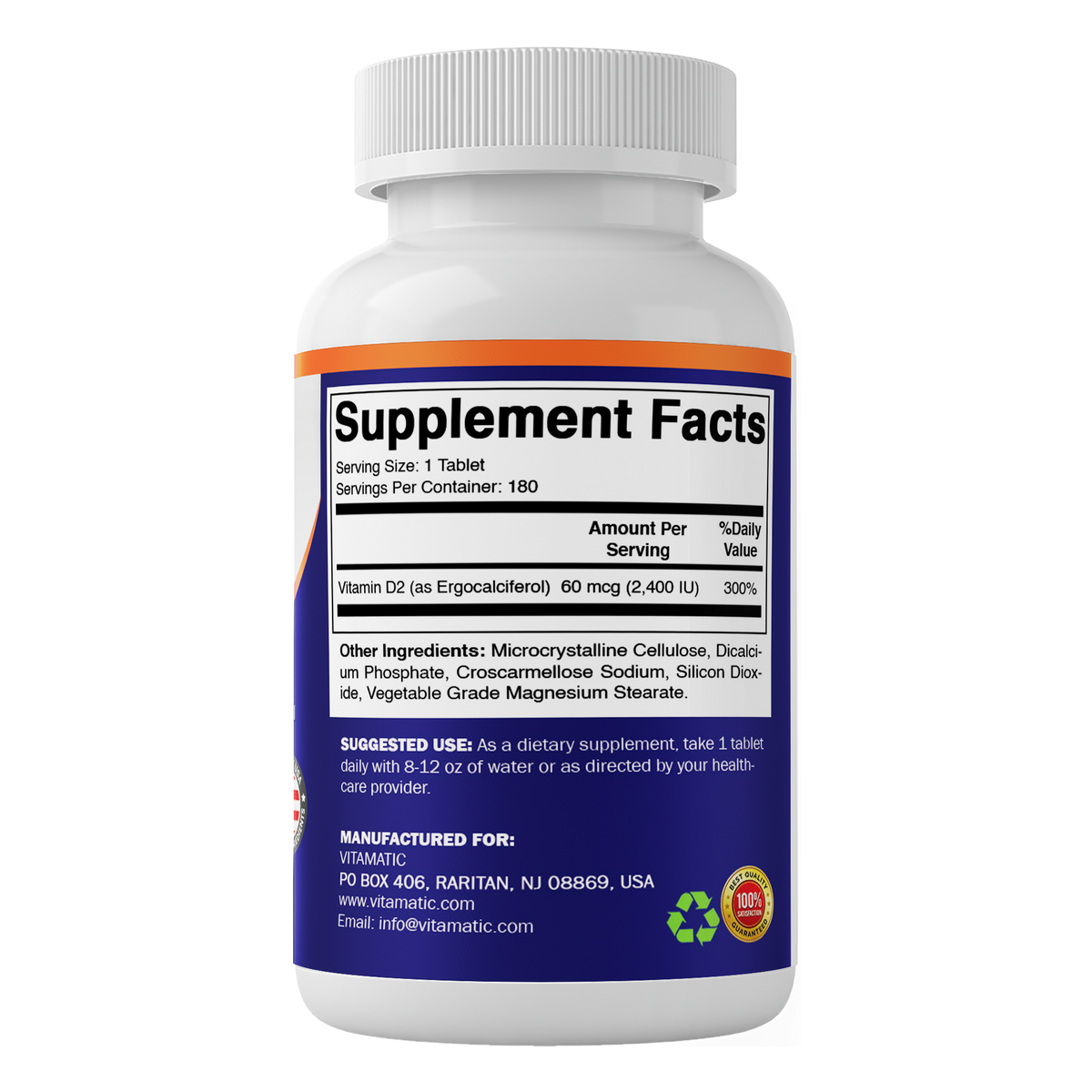 Vitamin D2 2400 IU (60 mcg), 180 Tablets