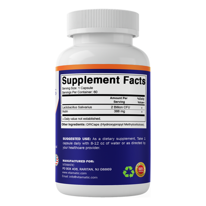 Lactobacillus Salivarius 2 Billion CFU, 60 Capsules