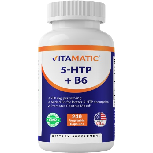 5-HTP 200mg with B6 5mg Per Serving - 240 Vegetarian Capsules