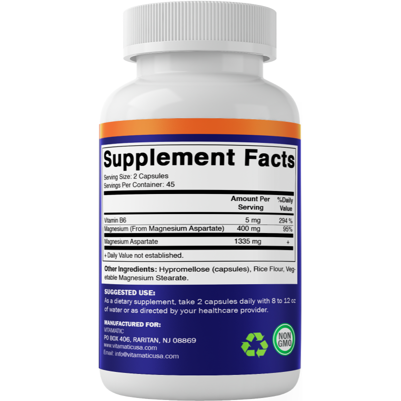 Magnesium Aspartate 400mg 90 Vegetarian Capsules