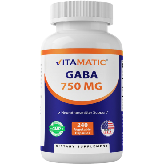 GABA (Gamma Aminobutyric Acid)  750mg - 240 Vegetable Capsules