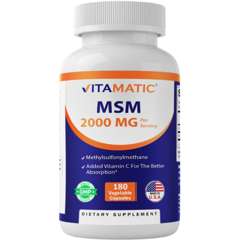 MSM 2000 mg with Vitamin C 75mg - 180 Veg Capsules