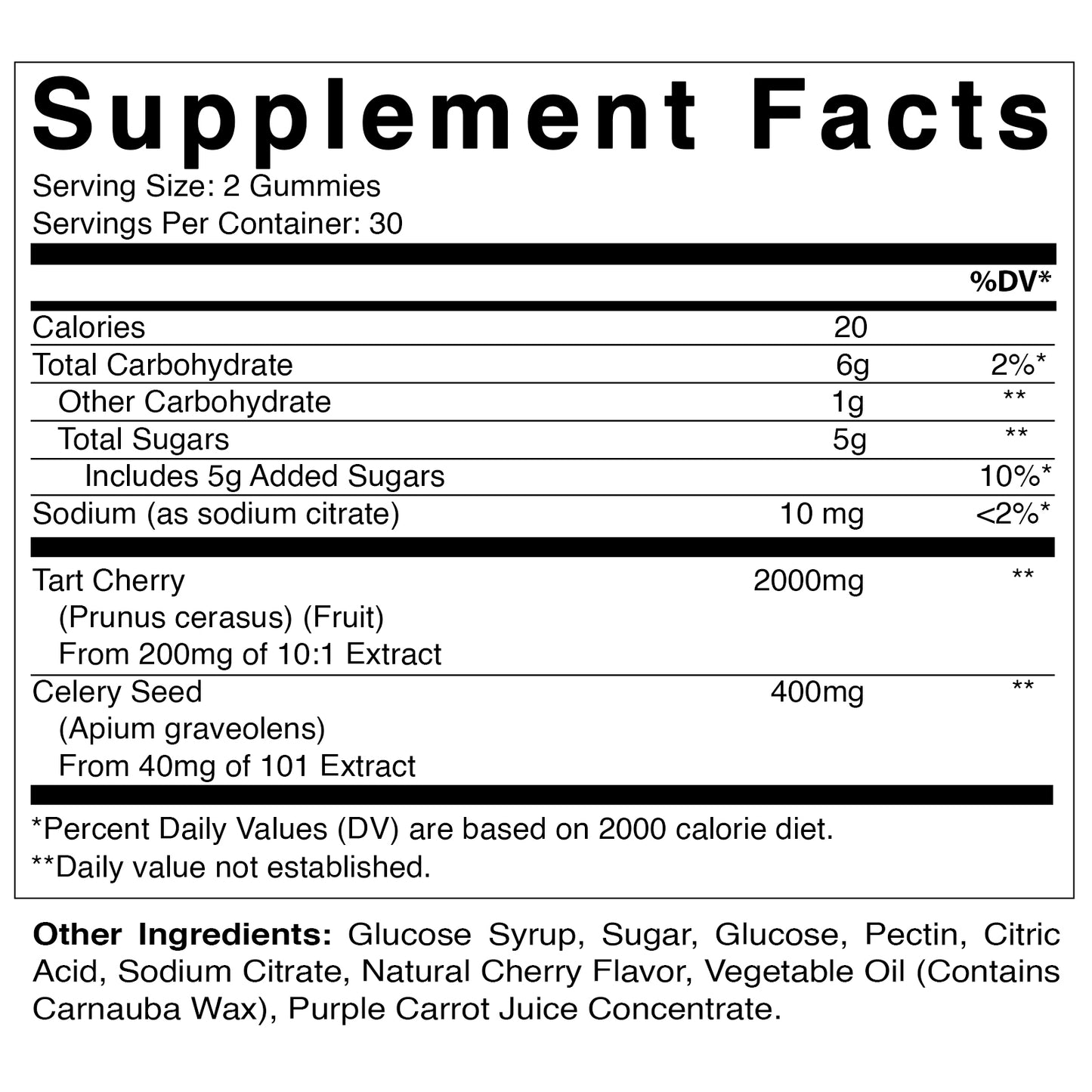 Tart Cherry with Celery Seed 4000 mg - 60 Vegan Gummies