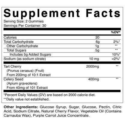 Tart Cherry with Celery Seed 4000 mg - 60 Vegan Gummies