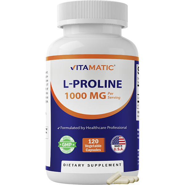 L-Proline 1000 MG Per Serving – 120 Vegetarian Capsules