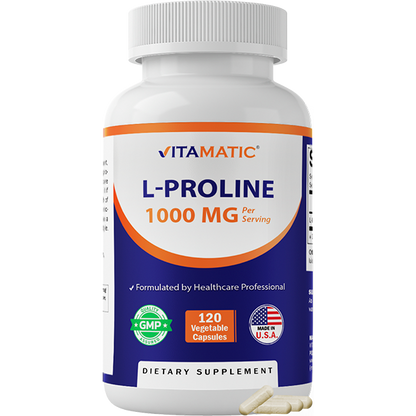 L-Proline 1000 MG Per Serving – 120 Vegetarian Capsules